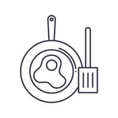 Spade of frying pan icon, linear isolated illustration, thin line vector, web design sign, outline concept symbol with editable stroke on white background.