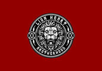 Obraz premium vintage retro badass lion badge with an aggressive expression vector illustration