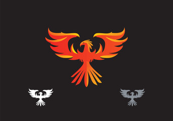 modern abstract flying phoenix bird vector icon