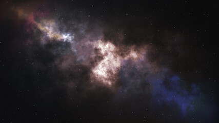 Naklejka na ściany i meble Beautiful abstract galaxy with glow. Generated stellar nebula