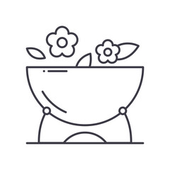 Spa water bowl icon, linear isolated illustration, thin line vector, web design sign, outline concept symbol with editable stroke on white background.