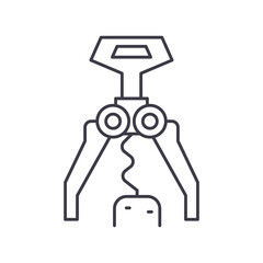 Wine opener icon, linear isolated illustration, thin line vector, web design sign, outline concept symbol with editable stroke on white background.
