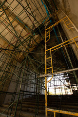 Scaffolding building frame on a building