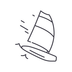 Windsurf icon, linear isolated illustration, thin line vector, web design sign, outline concept symbol with editable stroke on white background.