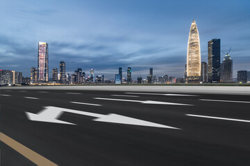 Fototapeta na wymiar Night skyline and motorway of Shenzhen Financial District, Guangdong, China