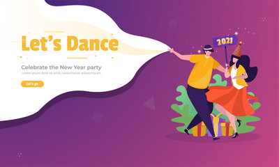 New year 2021 party illustration, Invitation to dance on New Year's Eve