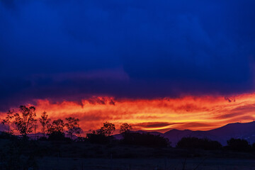 sunset in the mountains of California