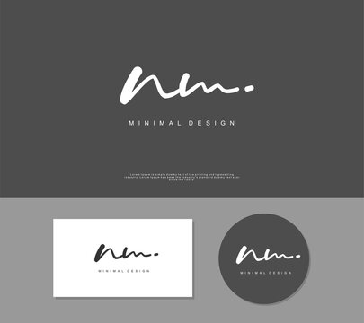 NM Initial handwriting or handwritten logo for identity. Logo with signature and hand drawn style.