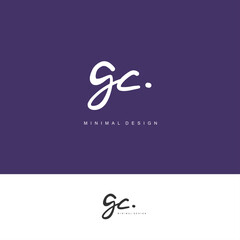 GC Initial handwriting or handwritten logo for identity. Logo with signature and hand drawn style.