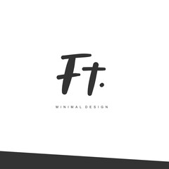 FT Initial handwriting or handwritten logo for identity. Logo with signature and hand drawn style.