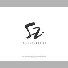 SZ Initial handwriting or handwritten logo for identity. Logo with signature and hand drawn style.