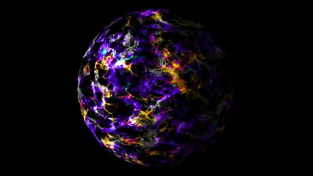 Abstract purple visualization wave technology digital gold energy sphere surface particles outside