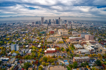 Aerial View of Autumn Colors in Denver Proper