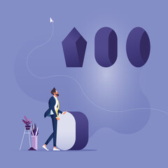 Business solution concept illustration vector, Businessman's choice geometry to complete the puzzle game