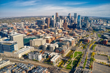 Aerial View of Autumn Colors in Denver Proper