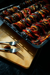 home made ratatouille hot from the oven
