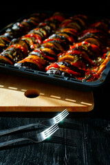 home made ratatouille hot from the oven