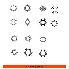 Icon vector graphic of sun sign set, weather pack, good for template