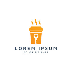coffee and key negative space logo design