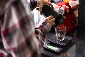 showing process make a coffee in cafe