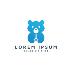 bear and key negative space logo design