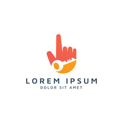 hand and key negative space logo design