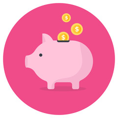 
Piggy bank in flat style, savings or accumulation of money 

