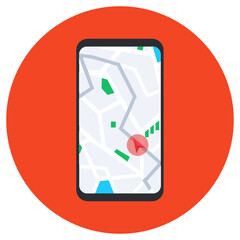 
Mobile route icon in trendy style, navigation app vector 
