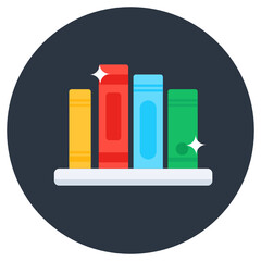 
Flat rounded vector of books rack 

