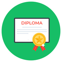 
Educational certificate, flat rounded vector 
