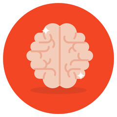 
Intellectual capacity, human mind in flat rounded style having red background 

