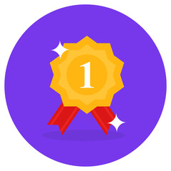 
Badge having number one, position badge in flat style 
