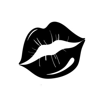 recommend clip art: Black silhouette of female lips isolated on a white background. vector illustration. Design for Valentine's Day, greeting cards, t-shirts, stickers