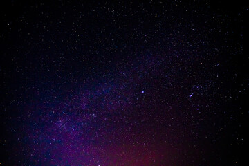 Night scenery with colorful and light yellow Milky Way Full of stars in the sky.