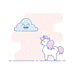 Linear unicorn and laughing cloud.