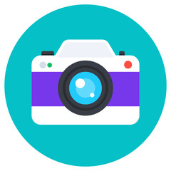 
Camera, photographic equipment icon in flat style 
