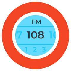 
Frequency modulation, fm channel flat icon
