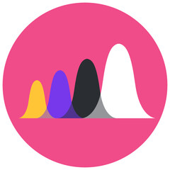 
Data displaying in bell curve chart, flat style 
