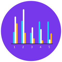 
Data analytics, flat rounded icon of bar chart 
