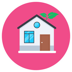 
Icon of a house having leaves depicting greenhouse
