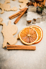 Making gingerbread cookies before Christmas. Christmas traditions. Christmas decorations.