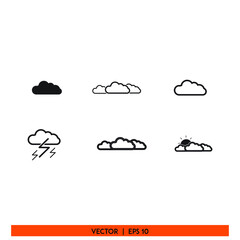 cloud set Icon vector graphic of weather pack template