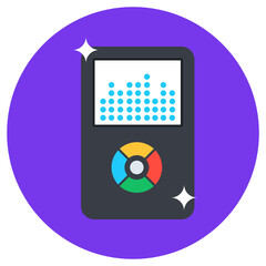 
Handheld game icon, flat rounded vector of video game 
