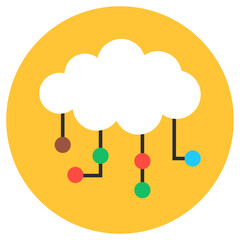 
Cloud network, flat rounded icon of cloud hosting 
