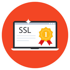 
Ssl certificate, flat rounded icon of online diploma
