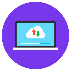 
Flat rounded icon of computer network 
