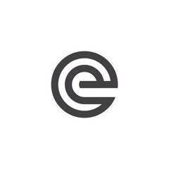 letter e stripes circle simple geometric logo vector