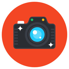 
Camera icon, flat rounded vector of photoshoot equipment
