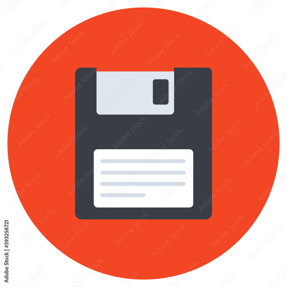 Poster electronic floppy disc icon in flat vector design.