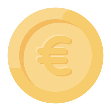 A vector of euro coin in modern flat style, european currency 